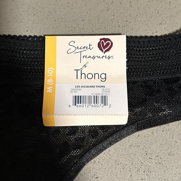NWT Secret Treasures Leo Jacquard Thong Black Leopard Print size M Medium - Picture 2 of 5